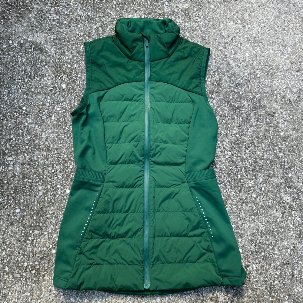 Lululemon Down For It All Vest Green Puffer Running Vest Women Size 4